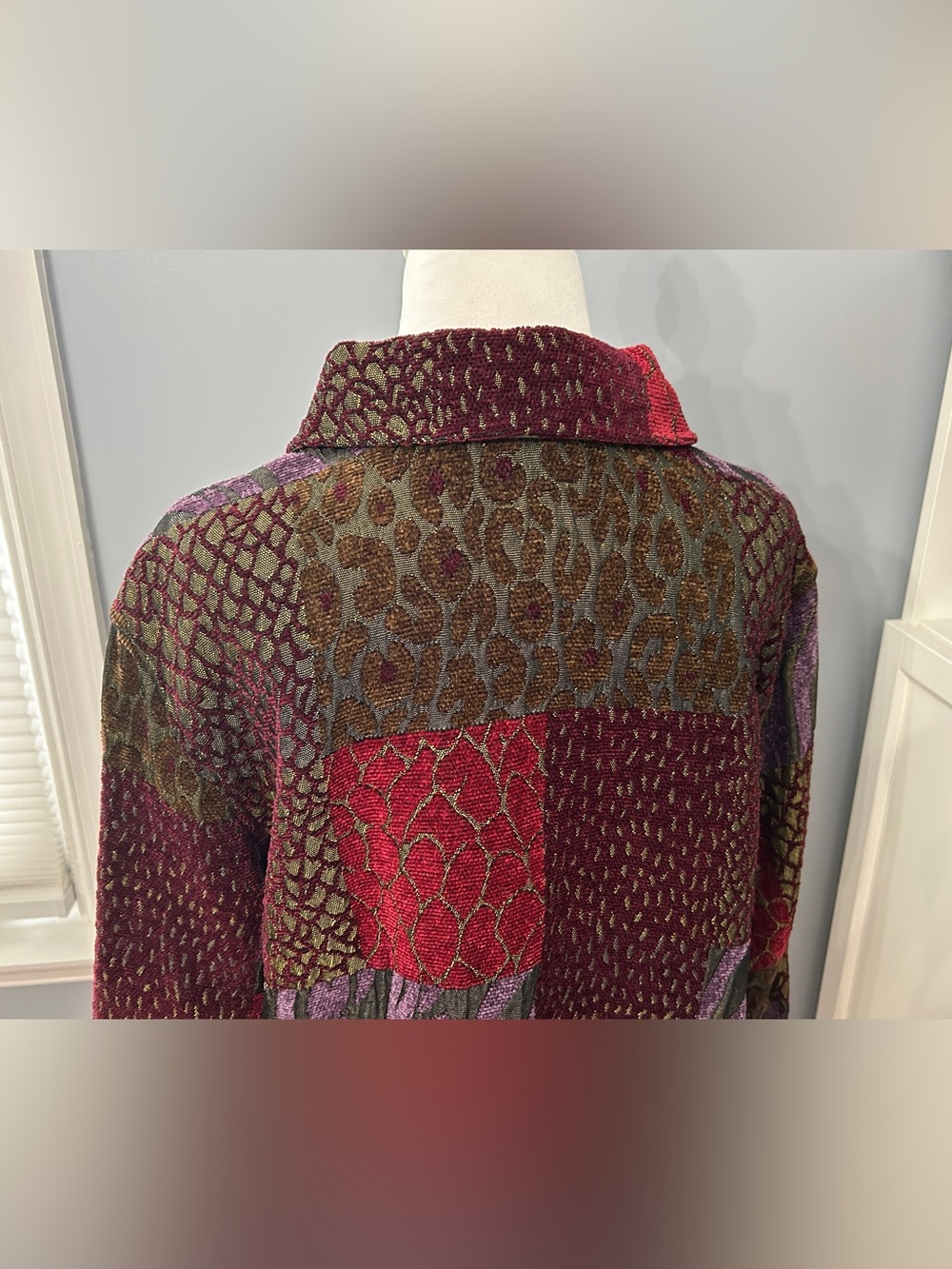 Coldwater Creek Patchwork Jacket Plus Size 1X Multicolor Textured Button Front - Picture 4 of 9